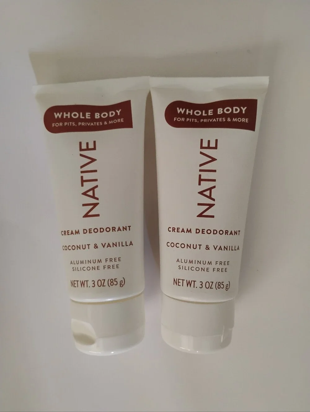 2 Native Whole Body Cream Deodorant Coconut & Vanilla .3 oz Aluminum Free